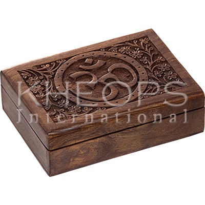 WOOD LINED BOX-CARVED/OM-5″X7″ / BOITE BOIS...