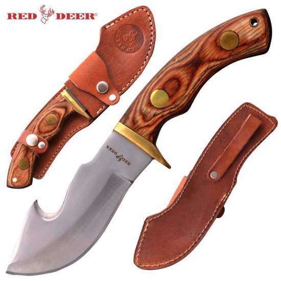 Red Deer® Hunting Knife with Sheath (Oak Brown)