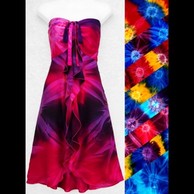 Gigi's Tie-Dye Front Ruffle Sarong Dress...