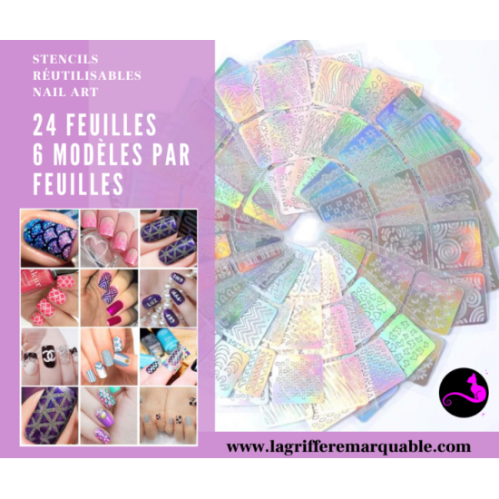 Stencils réutilisables Nail Art 