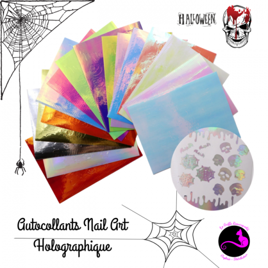 Autocollants Nail Art Holographique crâne