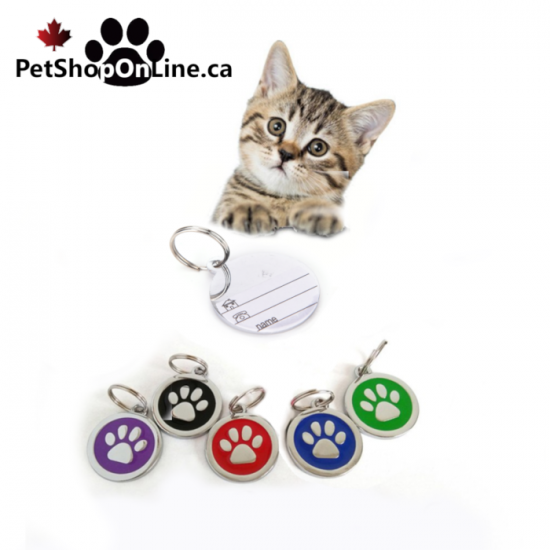 Médaille d'identification sans gravure - motif patte, pour chat ou chien