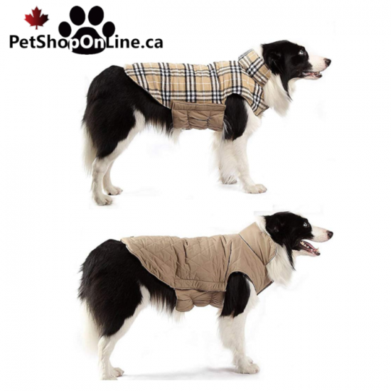 Manteau d'hiver réversible à attache rapide pour chien