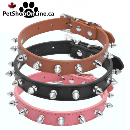 Collier en similicuir à pointes pour chien