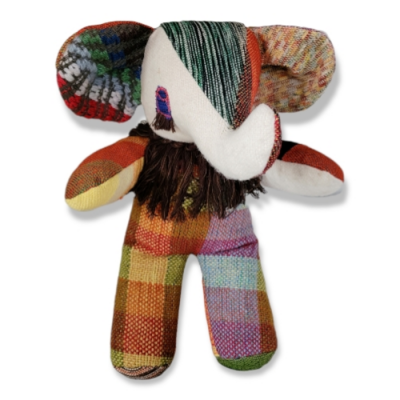 PELUCHE DÉCORATIVE • ÉLÉPHANT EN TWEED PATCHWORK