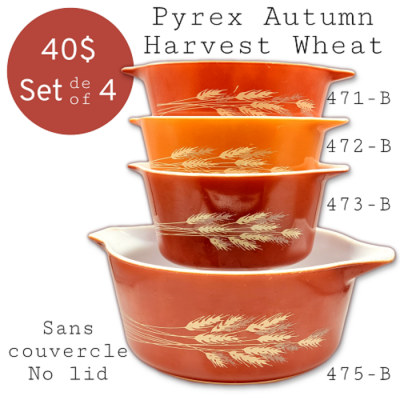 PYREX                                                          AUTUMN HARVEST WHEAT                                          471-B/472-B/473-B/475-B