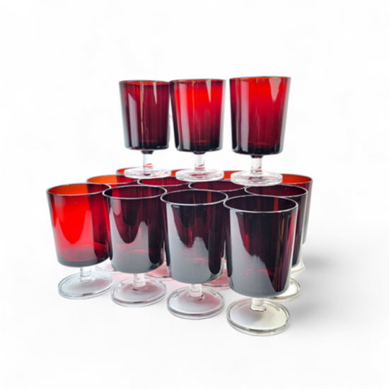 VERRES SUR PIED ARCOROC LUMINARC CAVALIER ROUGE RUBIS -  ENSEMBLE DE 15