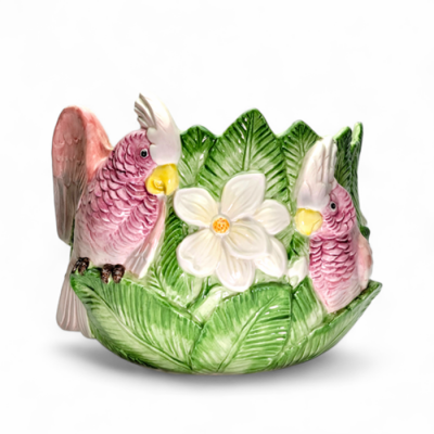 CACHE POT•PLANTER FITZ AND FLOYD PINK MOLUCCAN...