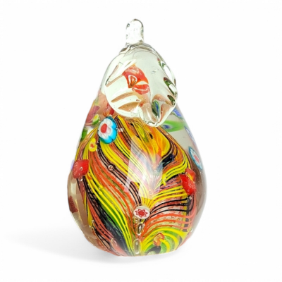  PRESSE-PAPIER EN FORME DE POIRE VERRE MILLEFIORI