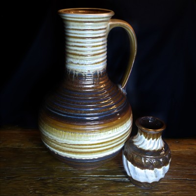 ÉNORME VASE VINTAGE À ANSE WEST GERMANY 7574-50 RARE