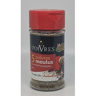 5 Poivres moulus 45g
