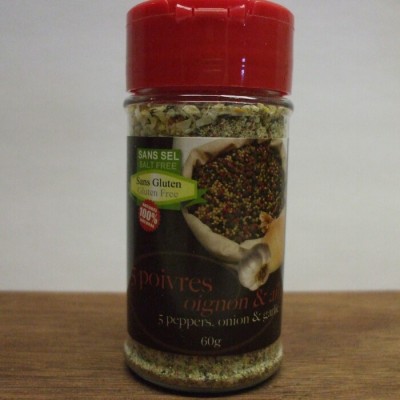 5 poivres, oignon, ail 60g