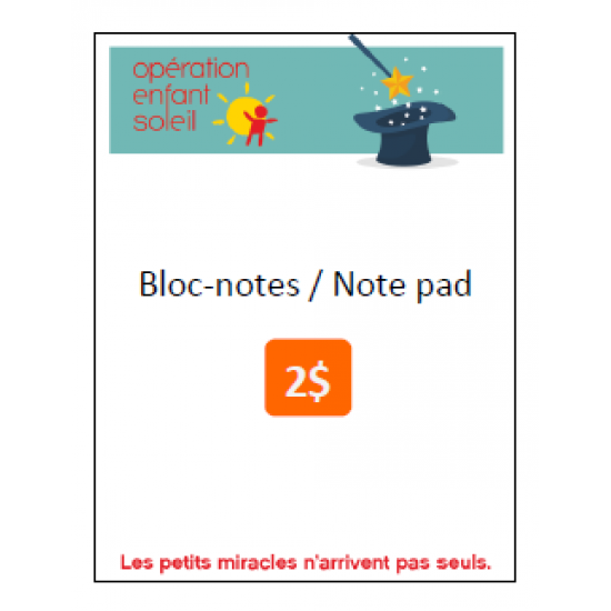 OES - Bloc-notes Opération Enfant Soleil