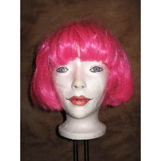 Perruque au carré rose bonbon