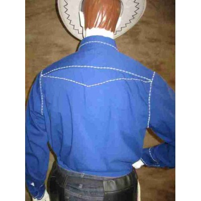 Chemise western bleu (blanc)