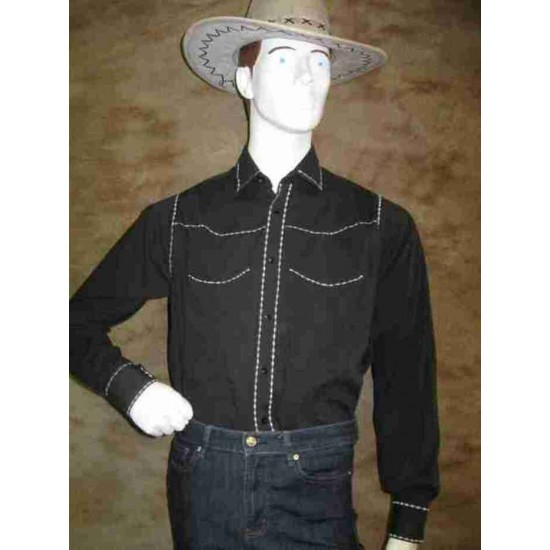 Chemise western noir (blanc)