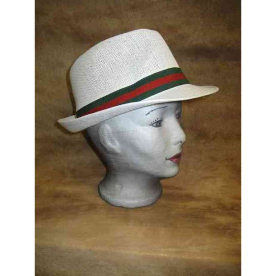 Chapeau Blanc bande verte