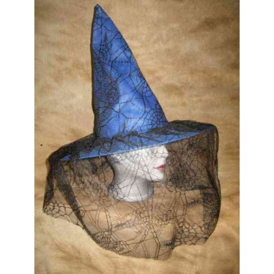 Chapeau Sorcière bleu dentelle