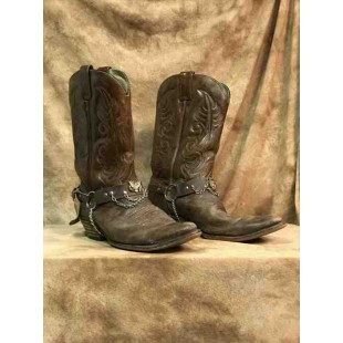 Botte cowboy brune avec chaine
