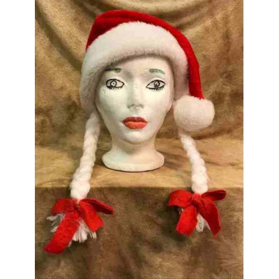 Tuque Noël rouge à tresses