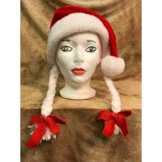Tuque Noël rouge à tresses