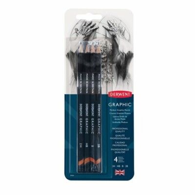 Crayons Graphic Moyens Derwent 2H à 2B /4