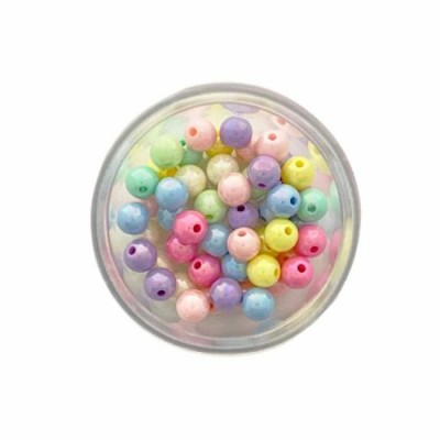 Perles Rondes en Plastique 1cm : Assorties Pastel...