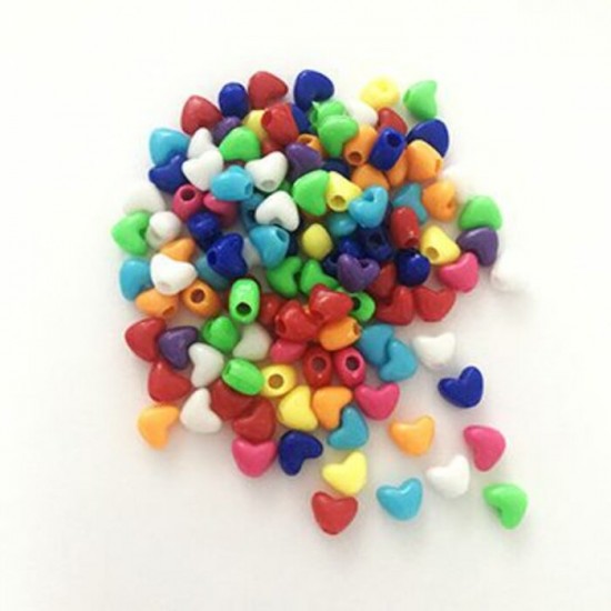 Perles Coeurs 1cm : Couleurs Assorties\500 pièces