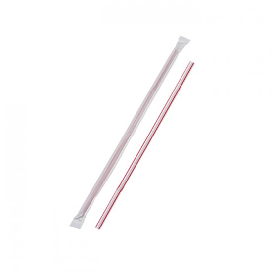 Pailles Flexibles en Plastique 20cm : Rayées Rouges\400 pc