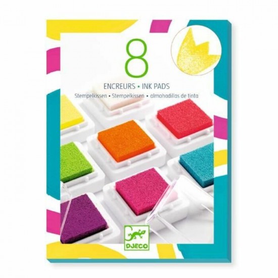 Coffret de 8 Encreurs (2.4 x 2.4cm ch.) + Nettoyeur : Couleurs Pop