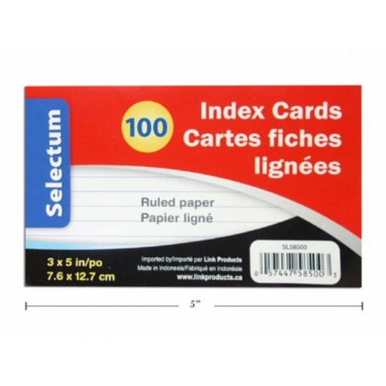 Fiches Lignées 3 x 5''\100 f.