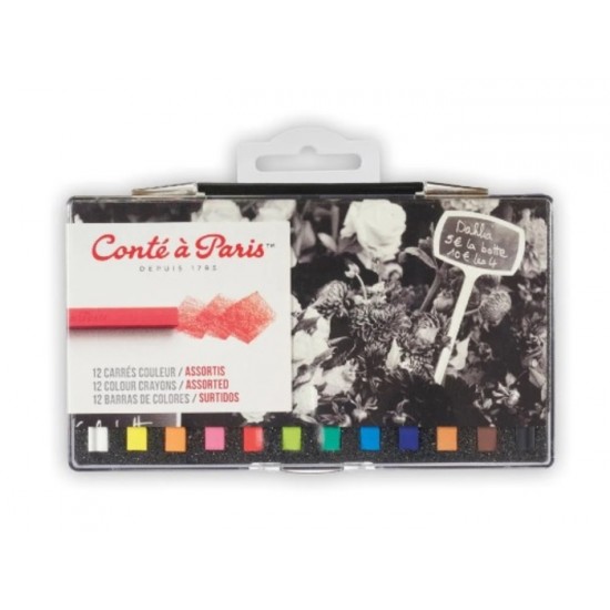 Pastels Carrés à Dessin - Assortis\bte. 12