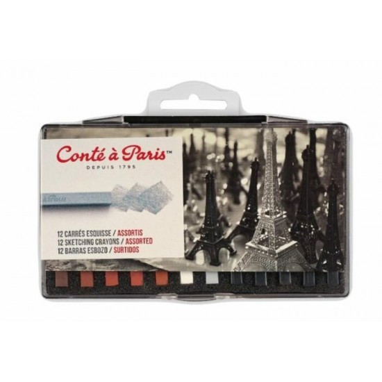 Pastels Carrés à Dessin - Couleurs Terre Assorties\bte. 12