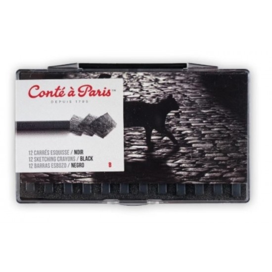Pastels Carrés à Dessin - Noir B\bte. 12