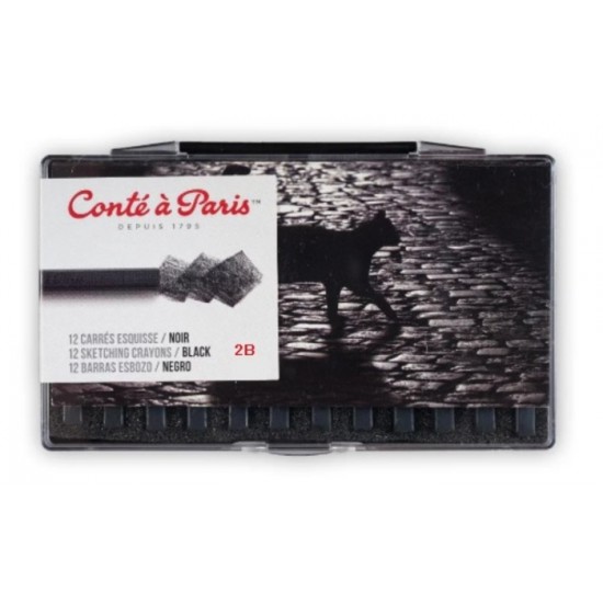 Pastels Carrés à Dessin - Noir 2B\bte. 12