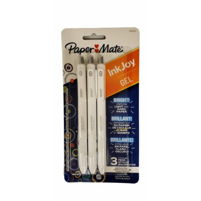 Stylos Gel InkJoy Brillants - Blanc 0.7mm - Ens. 3