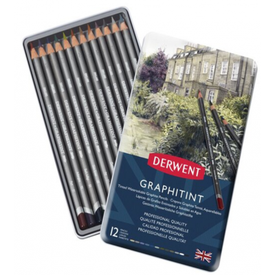 Crayons Aquarelle Derwent Graphitint : Boite de 12