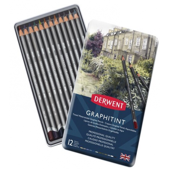 Crayons Aquarelle Derwent Graphitint : Boite de 12