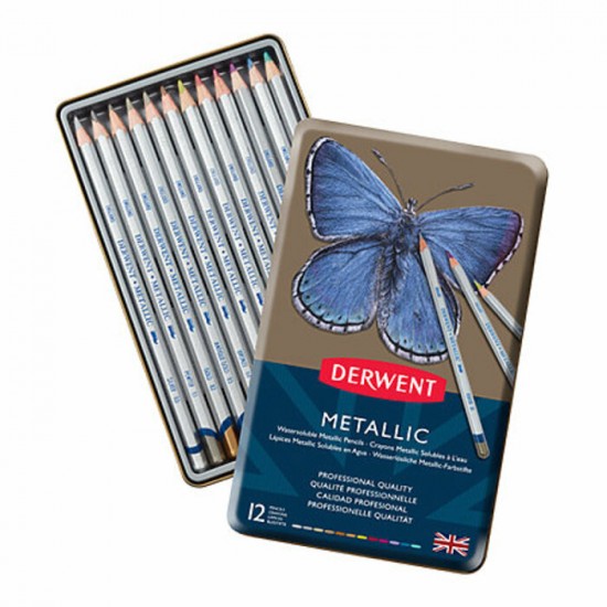 Crayons de Couleur Derwent Métalliques : Boite de 12