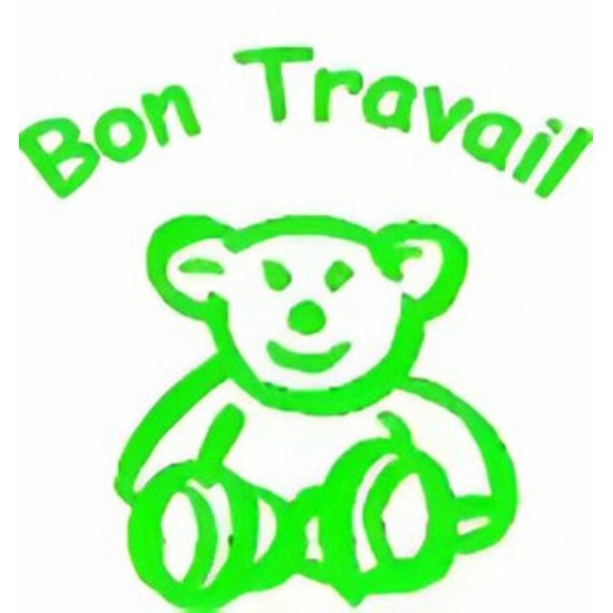 Estampe Pré-Encrée: Ourson - Bon Travail (Vert)