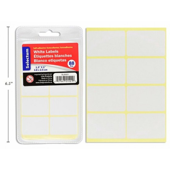 Étiquettes Blanches Autocollantes 1,5 x 1''/ 88 pcs