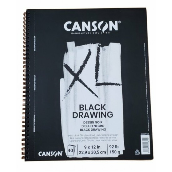 Canson  XL - Cahier à Dessin Noir 92lb/40 pages  - 9x12''