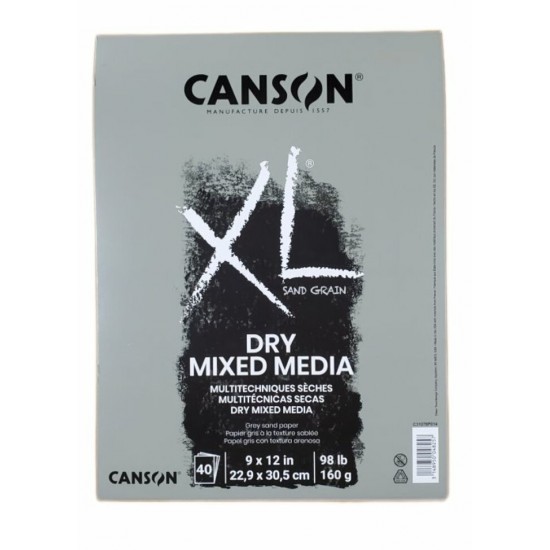 Canson XL - Tablette Mix Média Pour Médiums Secs (sablé) 98lb/40 pages - 9x12"