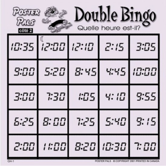 Bingo : Quelle Heure Est-il?