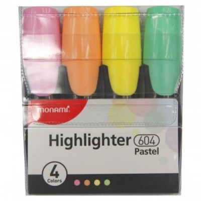 Surligneur Monami PASTEL 604 (ens. de 4)