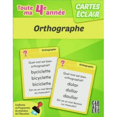  Cartes éclair - 4e année - Orthographe