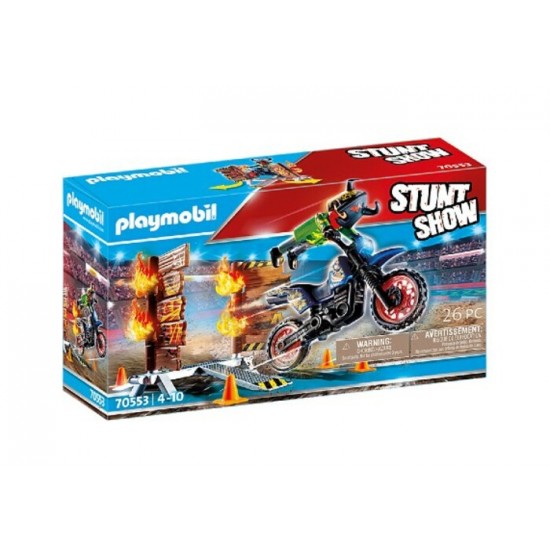 Playmobil - Stuntshow Pilote de moto et mur de feu...