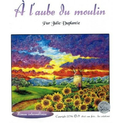 Patron Faux vitrail: À l'aube du moulin (Julie...