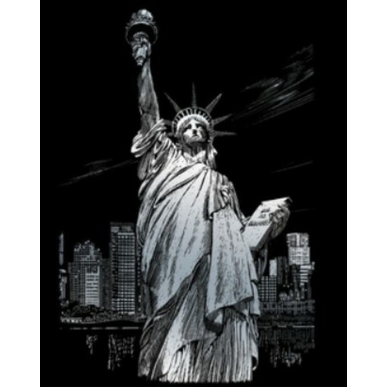 Carte à Graver ARGENT Royal & Langnickel 20x25cm - Statue de la Liberté