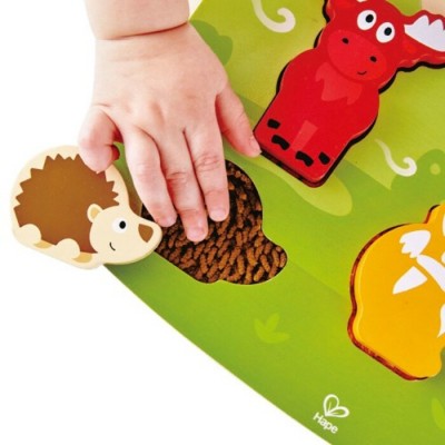 Casse-Tête Tactile en Bois/6 mcx - Animaux de la Forêt